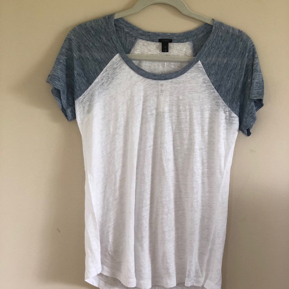 J Crew linen baseball tee Size Medium **NWT** - Picture 1 of 5